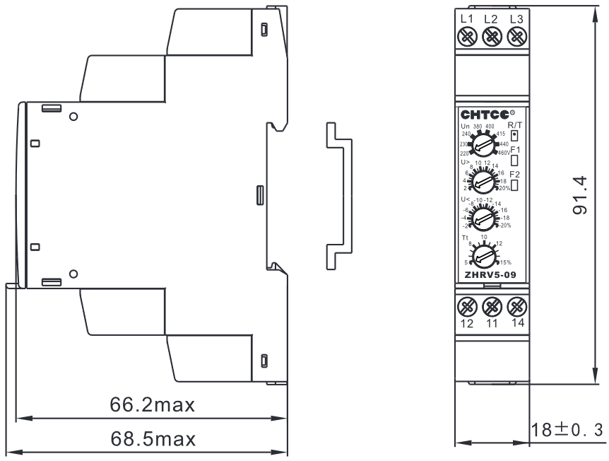 ZHRV5-09、ZHRV5-10相序过欠压继电器使用图解